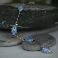 Paisley Leaf 4-link Bracelet in Glacier Enamel by Sheila Fleet Jewellery