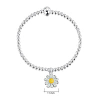 Daisies at Dawn Enamel Stretch Bracelet in Sterling Silver by Sheila Fleet Jewellery