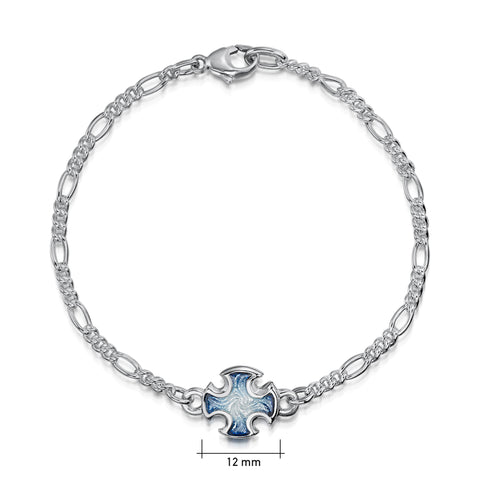 Sinclair Cross Silver Bracelet in Jarl Blue Enamel by Sheila Fleet Jewellery