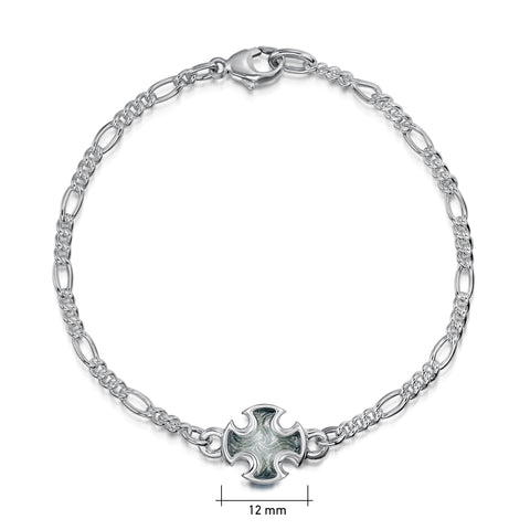 Sinclair Cross Silver Bracelet in Moss Grey Enamel by Sheila Fleet Jewellery