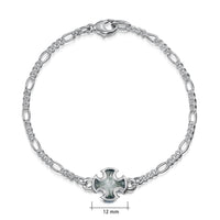Sinclair Cross Silver Bracelet in Moss Grey Enamel by Sheila Fleet Jewellery