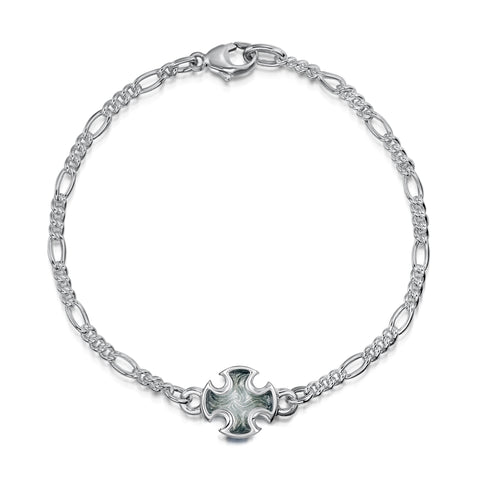 Sinclair Cross Silver Bracelet in Moss Grey Enamel by Sheila Fleet Jewellery