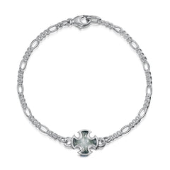 Sinclair Cross Silver Bracelet in Moss Grey Enamel by Sheila Fleet Jewellery