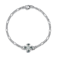 Sinclair Cross Silver Bracelet in Moss Grey Enamel by Sheila Fleet Jewellery