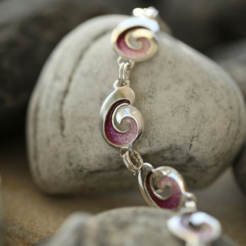 Wave 7-link Bracelet in Passion Pink Enamel by Sheila Fleet Jewellery