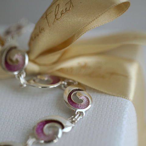 Wave 7-link Bracelet in Passion Pink Enamel by Sheila Fleet Jewellery