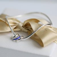 Wave Surfers 3-ring Curved Blue Enamel Bangle in Sterling Silver by Sheila Fleet Jewellery
