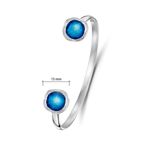 Lunar Bright Sterling Silver Bangle in Tropical Enamel by Sheila Fleet Jewellery