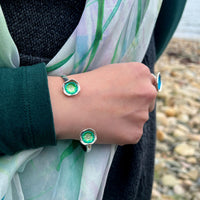 Lunar Bright Sterling Silver Bangle in Spring Green Enamel by Sheila Fleet Jewellery