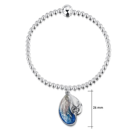 Mussel 2-Part Stretch Bracelet in Mussel Blue Enamel by Sheila Fleet Jewellery