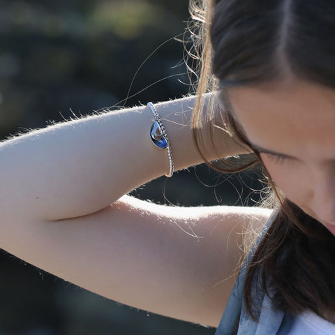 Mussel 2-Part Stretch Bracelet in Mussel Blue Enamel by Sheila Fleet Jewellery