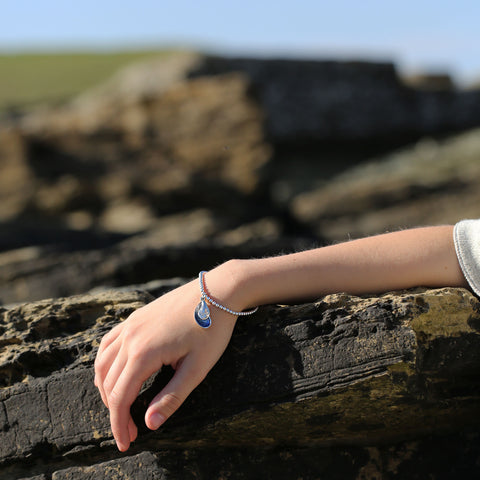 Mussel 2-Part Stretch Bracelet in Mussel Blue Enamel by Sheila Fleet Jewellery