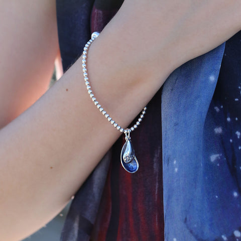 Mussel 2-Part Stretch Bracelet in Mussel Blue Enamel by Sheila Fleet Jewellery