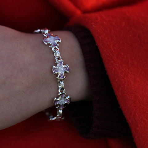 Sinclair Cross 8-link Bracelet in Champagne Enamel by Sheila Fleet Jewellery