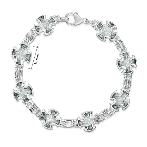 Sinclair Cross 8-link Bracelet in Moss Grey Enamel by Sheila Fleet Jewellery