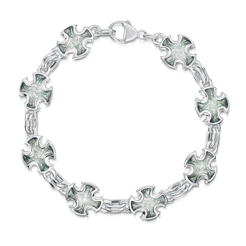 Sinclair Cross 8-link Bracelet in Moss Grey Enamel by Sheila Fleet Jewellery