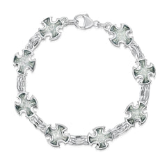 Sinclair Cross 8-link Bracelet in Moss Grey Enamel by Sheila Fleet Jewellery