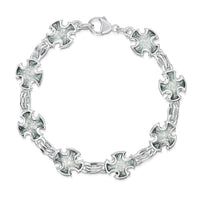 Sinclair Cross 8-link Bracelet in Moss Grey Enamel by Sheila Fleet Jewellery