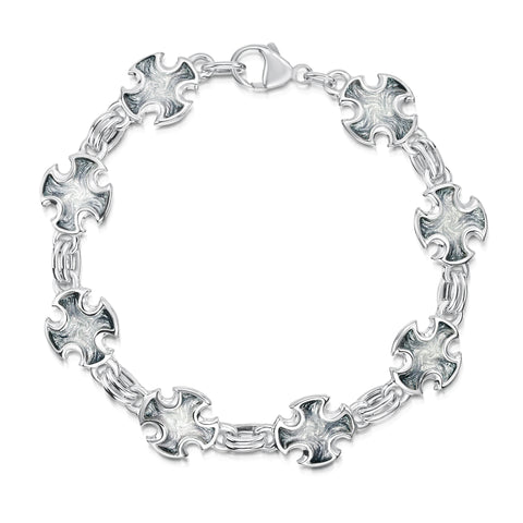 Sinclair Cross 8-link Bracelet in Silver Grey Enamel by Sheila Fleet Jewellery