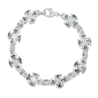 Sinclair Cross 8-link Bracelet in Silver Grey Enamel by Sheila Fleet Jewellery