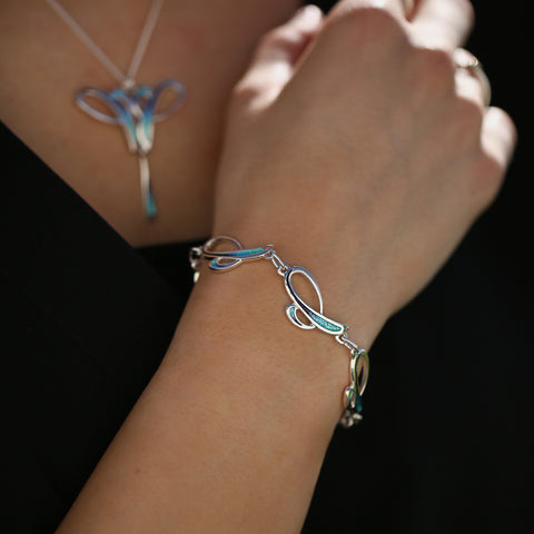 Scapa Flow 5-link Enamel Bracelet in Sterling Silver by Sheila Fleet Jewellery