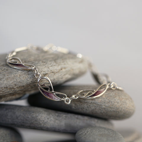 Mill Sands Sterling Silver Bracelet in Lilac Haze Enamel by Sheila Fleet Jewellery