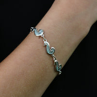 Pictish Seahorse 7-link Bracelet in Surf Enamel by Sheila Fleet Jewellery
