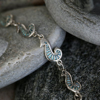 Pictish Seahorse 7-link Bracelet in Surf Enamel by Sheila Fleet Jewellery
