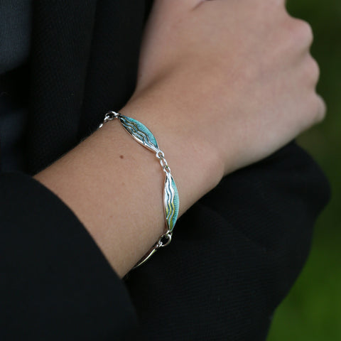 Sands of Time 5-link Bracelet in Sea Haze Enamel by Sheila Fleet Jewellery