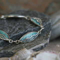 Sands of Time 5-link Bracelet in Sea Haze Enamel by Sheila Fleet Jewellery