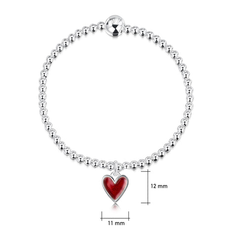 Secret Hearts Stretch Bracelet in Red Enamel by Sheila Fleet Jewellery