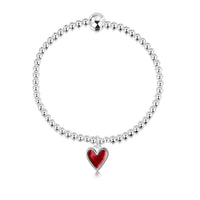 Secret Hearts Stretch Bracelet in Red Enamel by Sheila Fleet Jewellery