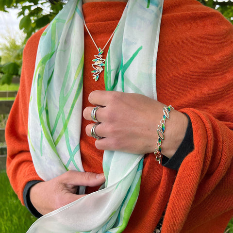 Seasons Sterling Silver Bracelet in Spring Enamel