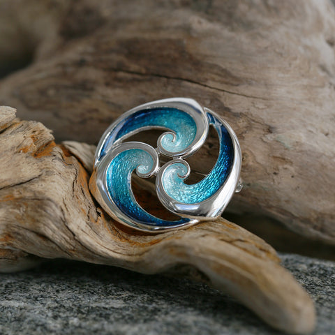 Breckon Enamel Brooch in Sterling Silver by Sheila Fleet Jewellery