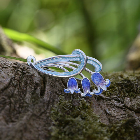 Bluebell Enamel Brooch in Sterling Silver by Sheila Fleet Jewellery