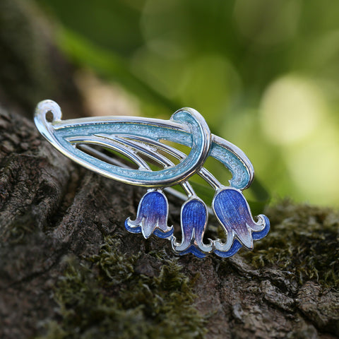 Bluebell Enamel Brooch in Sterling Silver by Sheila Fleet Jewellery