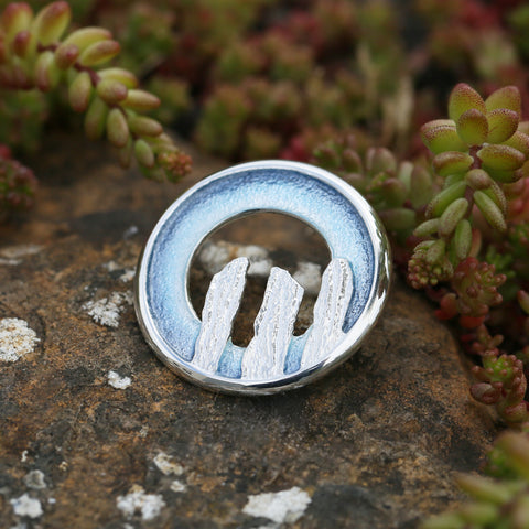 Orkney Spirit Brooch in Blue Grey Enamel by Sheila Fleet Jewellery