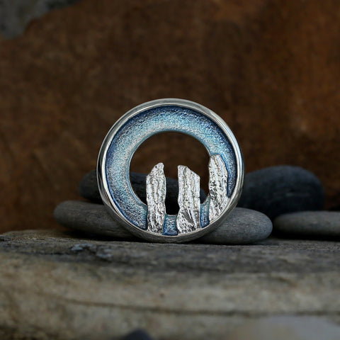 Orkney Spirit Brooch in Blue Grey Enamel by Sheila Fleet Jewellery