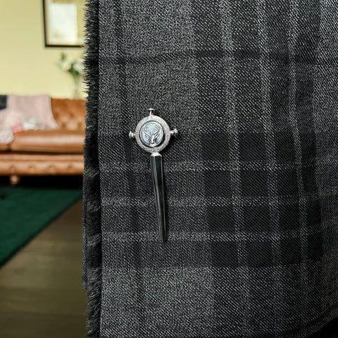 Stag’s Head Kilt Pin in Moss Enamel by Sheila Fleet Jewellery