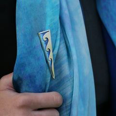 New Wave 3-wave Silver Dress Brooch in Pentland Enamel by Sheila Fleet Jewellery