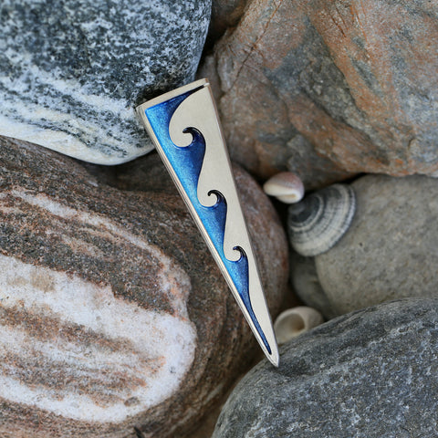 New Wave 3-wave Silver Dress Brooch in Pentland Enamel by Sheila Fleet Jewellery