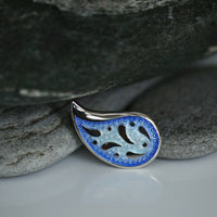 Paisley Leaf Enamel Brooch in Glacier Enamel by Sheila Fleet Jewellery