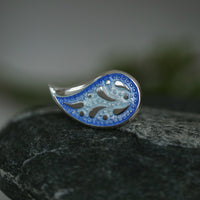 Paisley Leaf Enamel Brooch in Glacier Enamel by Sheila Fleet Jewellery