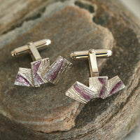 Flagstone Cufflinks in Champagne Enamel by Sheila Fleet Jewellery