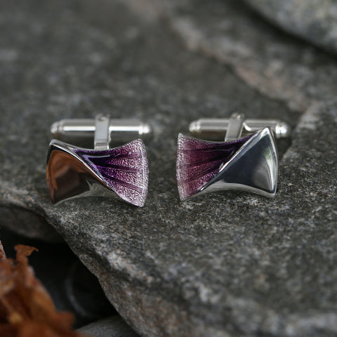 Symphony Cufflinks in Amethyst Enamel by Sheila Fleet Jewellery