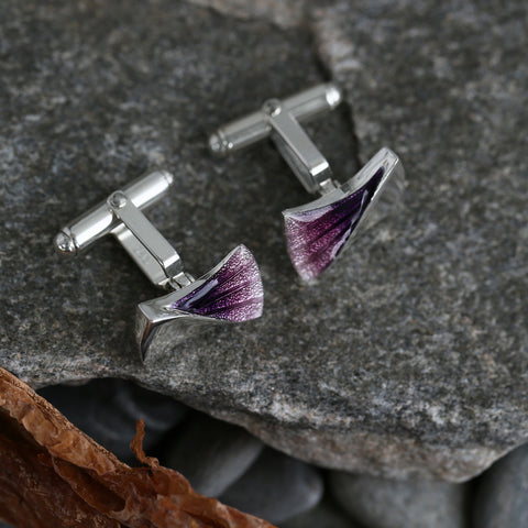 Symphony Cufflinks in Amethyst Enamel by Sheila Fleet Jewellery