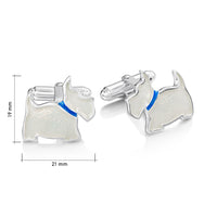 Scottie Dog Cufflinks in Alba White Enamel by Sheila Fleet Jewellery