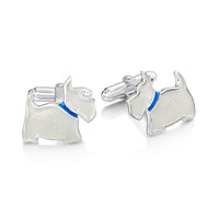 Scottie Dog Cufflinks in Alba White Enamel by Sheila Fleet Jewellery