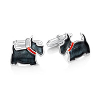 Scottie Dog Cufflinks in Reekie Black Enamel by Sheila Fleet Jewellery