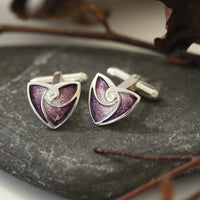 Turning Tides Cufflinks in Amethyst Enamel by Sheila Fleet Jewellery